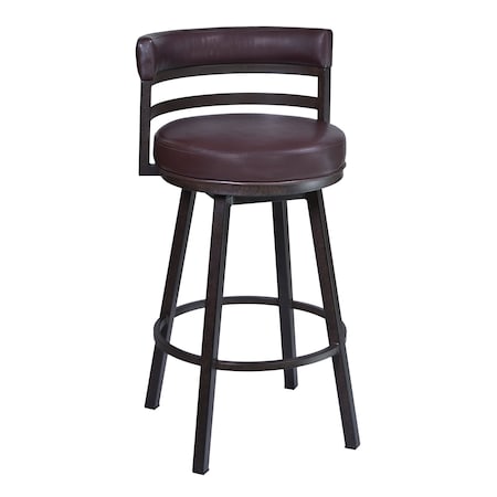 Armen Living Titana 30" Barstool in Auburn Bay finish with Brown Pu upholstery 721535746859